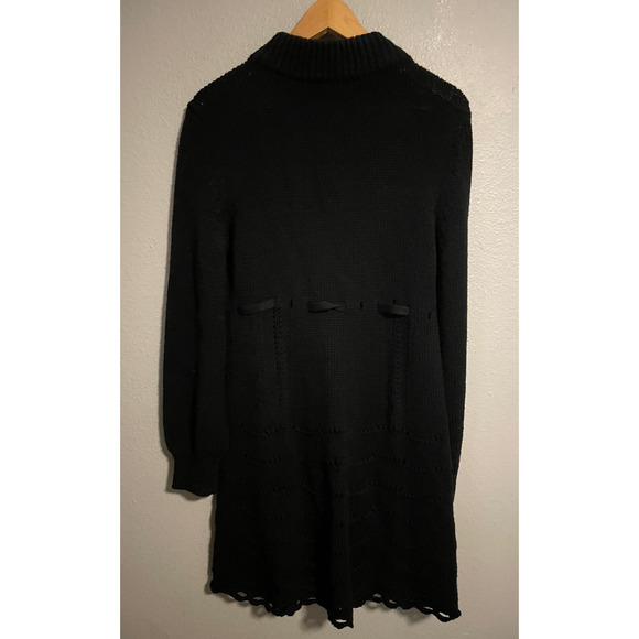 RED Valentino Sweater Womens 44 Black Wool Belted Button Front Long Cardigan - Picture 2 of 9